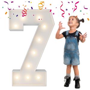 3FT Light Up Numbers, Mosaic Numbers for Balloons, Marquee Light Up Letters, Giant Mosaic Balloon Number 7 for 17th Birthday Decor for Girls, 70th Anniversary Decor, Balloon Arch Kit