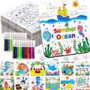 24 Set Summer Crafts for Kids Bulk, Summer Ocean Activities Puzzle with Mermaid Fish Starfish Animal, Camp Beach Arts and Crafts Classroom Gifts, Under the Sea Theme Party Favors, June Coloring Games