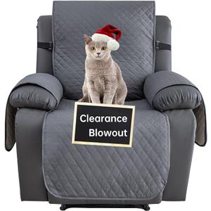 XINEAGE Water Resistant Recliner Cover, Nonslip Recliner Chair Covers for Reclining Chair with Pockets, Quilted Thick Recliner Slipcovers for Pets and Kids (Recliner Chair, Dark Gray)
