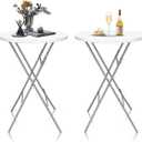 2 Pack 80CM Diameter Folding Round Bar Table,110cm High Folding Adjustable High Top Cocktail Table Durable Space Saving for Indoor and Outdoor Use, Ideal for Events Parties and Gatherings