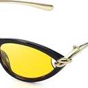 SODQW Gold Cat Eye Sunglasses for Women Trendy Retro Cateye Designer Sun Glasses with Metal Temples 2025 Fashion Shades