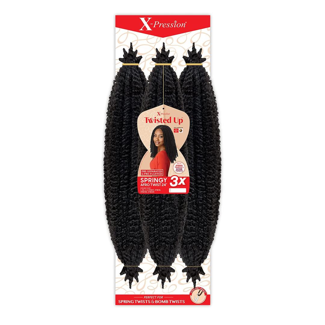 X-pression Braid Outre Crochet Braids X-Pression Twisted Up 3X Springy Afro Twist 24inch (1-pack, 2T1B/30) Color May Vary X-pression Braid Outre Crochet Braids X-Pression Twisted Up 3X Springy Afro Twist 24inch (1-pack, 2T1B/30) Color May Vary