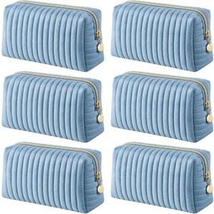 Sanwuta 6 Pcs Bridesmaid Proposal Gifts Velvet Bridesmaid Cosmetic Bags Bridal Party Wedding Bridesmaids Supplies for Women Bridal Shower Wedding Bachelorette Party(Dusty Blue)
