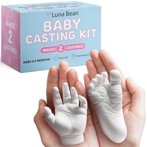 Luna Bean Baby Footprint and Hand Casting Kit (2 Pack) Personalized Baby Gifts for New Mom - Infant Newborn Foot Handprint Keepsake Mom to Be Gift