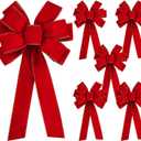 Iceyyyy 6 PCS Large Christmas Bow - 30.7" x 10.6" Christmas Valentine's Day Golden Edged Red Velvet Wreath Bow Christmas Tree Topper Ornament Bow for Christmas Home Wreath Tree Decoration