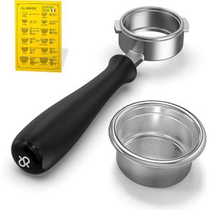 Rancilio Silvia Bottomless Portafilter 58mm - Authentic Italian Portafilter with 3 Cup Basket. Fits Home and Commercial Espresso machines + Gladwise Coffee Card