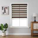 Joydeco No Drill Zebra Blinds for Windows, Cordless Day & Night Dual Sheer Roller Shades, Easy Installation, Free-Stop Lift System, Light Filtering Privacy Blinds for Home(Coffee,46" W x 75" H)