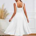 Kaximil Women's Square Neck Sleeveless A Line Maxi Dress Smocked Ruffle Flowy Casual Long Dresses, Medium, White