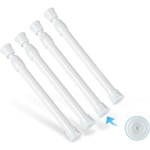 4 Pcs Tension Rod, Goowin Short Tension Rod, No Drilling Small Tension Rods for Closet, Rustproof Spring Rod, Mini Thin Tension Rods for Cabinets, Cupboard, Wardrobe Bars, Bookcase, (7-11 inch-4 Pcs)