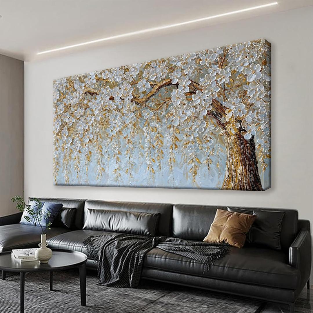 Suconvng Canvas Art Wall Decor Print Paintings Flower White Tree Wall Art Prints Decor Ready To Hang Picture For Bedroom Bathroom And Office Kitchen Home Artwork 20"40"