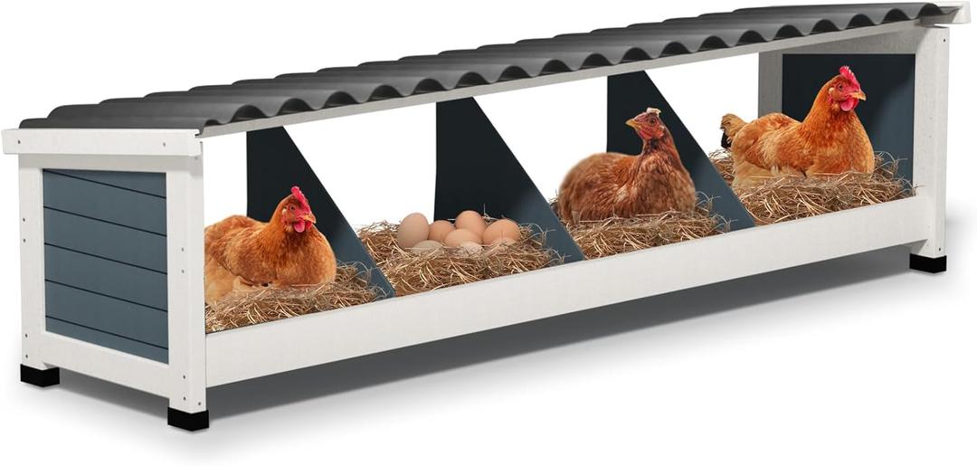 Chicken Nesting Boxes,4 Compartments Wooden Nesting Boxes for Chickens,Laying Boxes for Hens Ducks Poultry Protect Eggs Chicken Coops Easy Egg Collection (4 Hole)