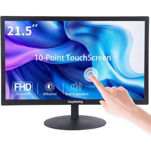 Touchscreen Monitor 21.5" FHD 1080P Multi-Touch Screen HDMI VGA Type-B Dual Speakers,75Hz,VESA,Brightness 300cd/m,Tilt Adjust,PC Office Laptop Business Computer Desktop Touch Display