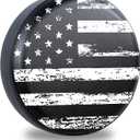 Black White Vintage American Flag Spare Tire Cover Protectors Weatherproof Dust-Proof for Fit for Jeep Wrangler RV, SUV, Truck Travel Trailer,Waterproof Tires 14" 15" 16" 17" 18'' (17" for Diameter 31.5"-32.5"/80-82.55cm)