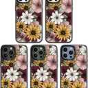 Compatible for iPhone 13 Pro Max Case Cute Aesthetic - Durable Shockproof 6.6 ft Drop Impact Phone Case Cover with Funny Fashion Sunflower 6.7" Black