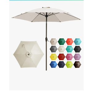 Ayge 7.5FT Large Outdoor Patio Umbrella Market Table Umbrella-UV Resistant, Easy Push Button Tilt and Crank, 6 Sturdy Fiberglass Ribs Heavy-Duty Pool Umbrella for Deck, Backyard,Garden, Yard White