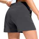 MIER Running Shorts for Women Quick Dry Mid Waisted Athletic Workout Gym Shorts with Mesh Liner, 4 Inch Inseam, 3 Pockets (Gray, XS)