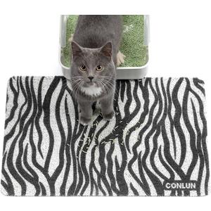 Cat Litter Mat Litter Trapping Mat, Premium Durable PVC Cute Cat Litter Box Mat, Non-Slip, Less Waste Kitty Litter Mat, Soft on Kitty’s Paws, 24”x 17” cat matts for litter, Zebra Stripe