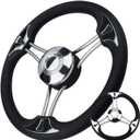 13.5" Boat Steering Wheel, Premium Stainless Steel Marine Steering Wheel with Anti-Slip Design, Universal Fit - Durable & Enhanced Control for Yachts, Bass and Pontoon Boats