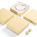 MESHA Jewelry Boxes Bulk 96PC, Matte Cardboard Gift Boxes, Cotton Filled Box with Lids, Brown 3.5x3.5x1 Inch, Bulk Square Small Kraft Gift Boxes