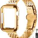 QUNDAXI Slim Metal Band with Apple Watch Band 40mm 41mm 38mm 45mm 44mm 42mm, Dressy Stainless Steel Chain Strap for Women Man iWatch Bands Series 9 8 7 6 5 4 3 2 1 SE SE2