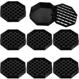 8 Pcs 4 Inch Coffee Drip Tray Countertop Octagon Humidity Drip Trays for Drink Dispenser,Black Plastic Coaster Tray with Honeycomb Grid,Value Pack,for Drink Tea Wine Beverage Dispenser