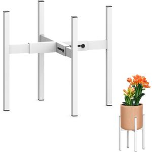 Heavy Plant Stand for 10"-16" Plant Pot Indoor Outdoor Corner, Adjustable Metal Heavy Duty for Large Pot (White 1 Pack)