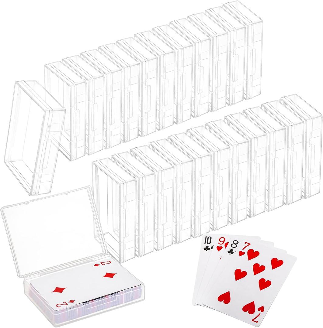 Tebery 24 Pack Blank Playing Card Case Clear Card Deck Box Snaps Closed, Empty Plastic Storage Box Holder for Bank Cards, Business Cards, Game Card