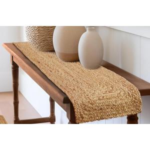 VDS Pack of 1 - Rectangle Jute Rug Braided Table Runner 100% Natural Burlap Reversible Rustic Hessian Table Cloth Centerpiece for Wedding ,Home, Kitchen, Table Decoration (Size 13x36 Inch) (Natural)
