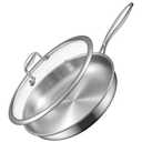 EWFEN 12 Inch TriPly Stainless Steel Frying Pan, Compatible with All Cooktops Up to 600℉, Large Frying Pan with lids, InductionReady Skillet, Dishwasher and Oven Safe, Even Heat, 12" Skillet + Lid
