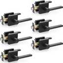 EHOMEWARE 6 Pcs Matte Black Door Handles, Door Knobs Interior in Black Finish, Passage Door Knobs Heavy Duty Contructions, Keyless Hallway Closet Door Knobs, Modern Door Levers