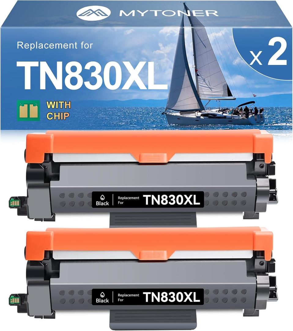 MYTONER Remanufactured Toner Cartridges Replacement for Brother TN830XL TN830 XL/V/R TN-830 Black Toner High Yield for DCP-L2640DW HL-L2460DW MFC-L2820DW XL HL-L2405W HL-L2400D 2465DW Printer, 2Pack (TN830XL 2Black)