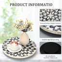 Reallnaive Mother of Pearl Lazy Susan for Table Turntable Organizer Wood Round Spinning Tray Rotating for Kitchen Cabinet Counter Spice Pantry 12 Inch(Floral Pattern)