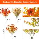 16 Bundles Artificial Fall Flowers for Outdoors, Realistic Fake Silk Flowers with Eucalyptus, No Fade Faux Fall Plants for Planter, Patio, Front Porch & Garden Decor