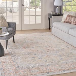 Nicole Curtis Series 4 Traditional Ivory/Multi 7'10" x 9'10" Area Rug, Easy Clean, Non Shedding, Bed Room, Living Room, Dining Room, Kitchen (8x10)