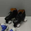 Roller Skates for Men and Women, Black Derby Roller Skates with 4 Shiny Wheel, Classic Double-Row Roller Skates for Indoor and Outdoor