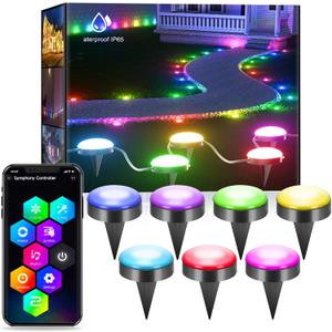 sasecgo Outdoor Ground Lights, 32.8 ft Outdoor Lights, 16 Million Colors Changing, with Alexa, Google Assistant IP65 Waterproof for Patio, Halloween, Christmas, Party