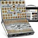 KJE 86PCS SAE & Metric Tap and Die Set (#4 to 5/8, M3 to M16), Tap Set and Die Tool Set, Coarse and Fine Threading Rethreading Tool Kit, for Internal and External Threading