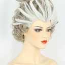 karlery Women Adult Short Curly White and Grey Wig Witch Enchanted Anime Wig for Halloween Cosplay Costume Party