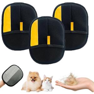 3Pcs Pet Hair Removal Glove - Pet Hair Removal Gloves Brush,Electrostatic Gloves Pet Hair Removal,Reusable Double Sided for Couch, Furniture,Carpet