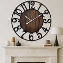 30 Inch Large Wall Clock for Living Room Bedroom Kitchen Mantel Decor, Battery Operated Decorative Quiet Ticking Metal Round Modern Farmhouse Arabic Numerals Big Clock Wall Decor