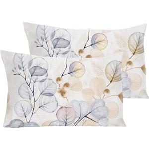 YIYEA Standard Pillow Cases Set of 2, Ultra Soft Double Brushed Microfiber Pillowcases Standard, Floral Bed Pillow Covers, Fade Resistant, Easy Slip-On (20"x26") (05# Plants)
