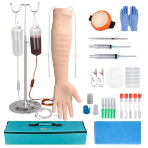Intravenous Practice Arm Kit with 30 Injection Spots for ID, IV Training, Phlebotomy Practice Kit for Nursing Student with Portable Case Education Use Only