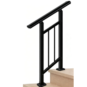 Hand Rails for Outdoor Steps，Stair Handrail & Indoor Stair Railing Kit，Railings for Outdoor Steps for Fence & Outdoor Steps (1, Black-with Balusters, 2 Step)