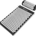 ProsourceFit Acupressure Mat and Pillow Set for Back/Neck Pain Relief and Muscle Relaxation (Large, Large - Black/White)
