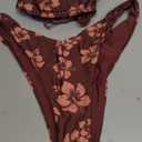 SUUKSESS Women Halter String Two Piece Bikini Sets Reversible Thong Swimsuit (Medium, 105 Floral Print Brown)