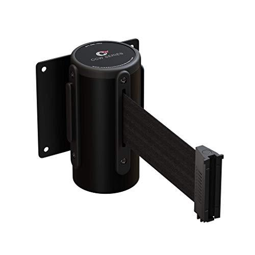 Crowd Control Warehouse - CCW Series WMB-125 Fixed Wall Mount Retractable Belt Barrier - 11 Foot, Black Belt with Black Steel Case