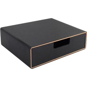 Stackable Organizer Drawer PU Leather Classic Handmade,Organize Home Office Desk Accessories and Sort Letter-Size Paper/a4 Document,Desk Caddy with Drawers Storage Box ,13.1x10x3.7inches,Black (Black Linen Texture)