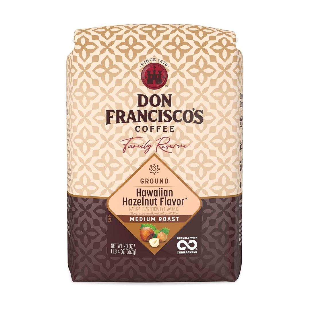 Don Francisco's Hawaiian Hazelnut Ground Coffee, Medium Roast 100% Arabica, Flavored Coffee, 20 oz Bag