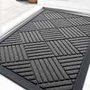 OLANLY Front Door Mat Outside Entrance 33x21, Absorbent, Heavy Duty Sturdy Natural Rubber Doormat Indoor Outdoor, Stain and Fade Resistant, Non-Slip Low Profile Floor Mat for Entryway, Grey Diamond
