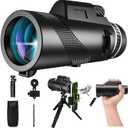 Monocular-Telescope 80x100 High Powered Monoculars High Definition for Adults High Powered with Smartphone Adapter Telescope Hunting Wildlife Bird Watching Travel Camping Hiking-Light Black